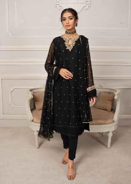 HANIA -EMBROIDERED 3PC ORGANZA DRESS WITH EMBROIDERED ORGANZA DUPPATA.